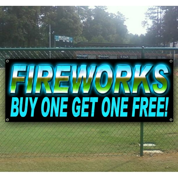 Flag, Fireworks Extra Large 13 oz Heavy Duty Vinyl Banner Sign with Metal Grommets Advertising New Many Sizes Available Store 